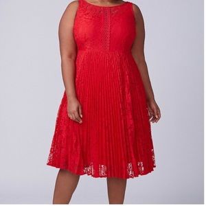 Lane Bryant Red Lace Fit & Flare Midi Dress
